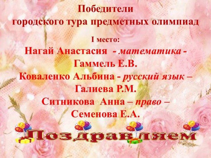 Результаты предметных олимпиад