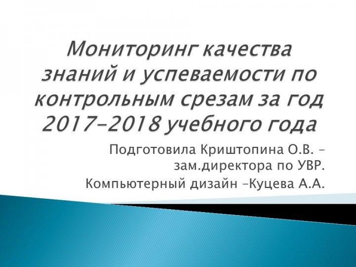 Мониторинг качества знаний и успеваемости по контрольным срезам